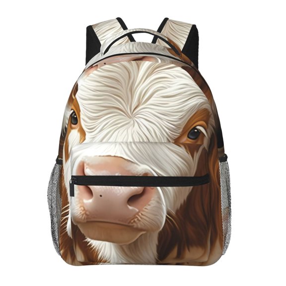 Honeii Rustic Cow Butterflies Champagne Print Backpack for Both Men and Women, Basic Bookbag for College, Work, or Travel,Rucksack Computer Bag-One Size