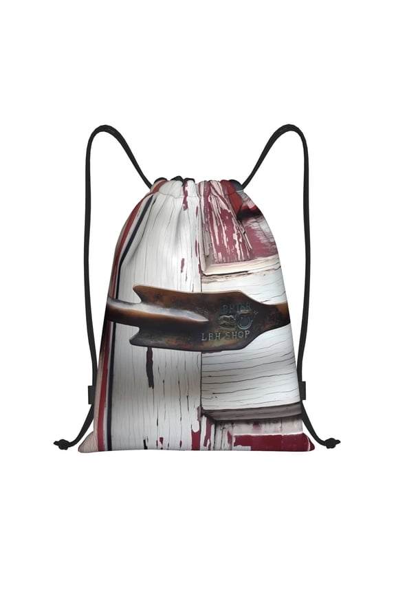Rustic Door Handle Closeup Print Drawstring Backpack,Drawstring Bags String Backpack Gym Cinch Sack Backpack Sport Bag Draw-Small