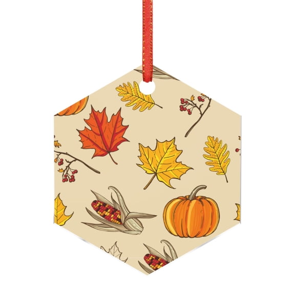 Honeii Rustic Harvest Time Print Christmas Tree Acrylic Ornament | Christmas Decoration, Living Room Bedroom Garden Seasonal Decor for Christmas Tree-Hexagon
