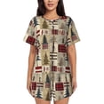 thumbnail image 1 of Honeii Rustic Plaid Forest Lodge for Women's Summer Pajama Set ,Soft Short Sleeve Shirt & Matching Bottoms,Loungewear,2PCS Sleepwear Relaxed Home Wear-Medium, 1 of 1