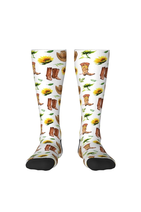 Rustic Western Charm Print Long Socks,Novelty Design Socks Gift for Men and Women,Crew Socks,Calf Socks