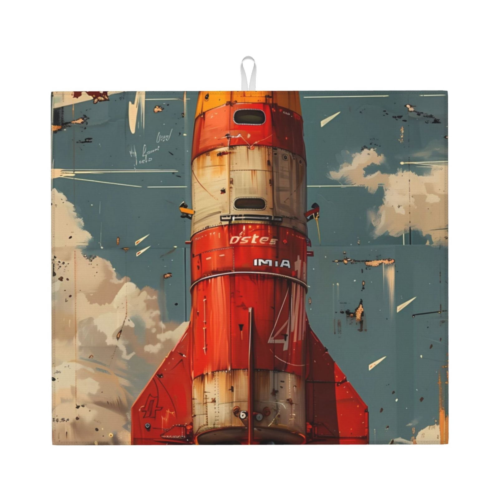 Drying Rocket Honeii Rusty Rocket Launch for Dish Drying Mat for Kitchen Counter, Non ...