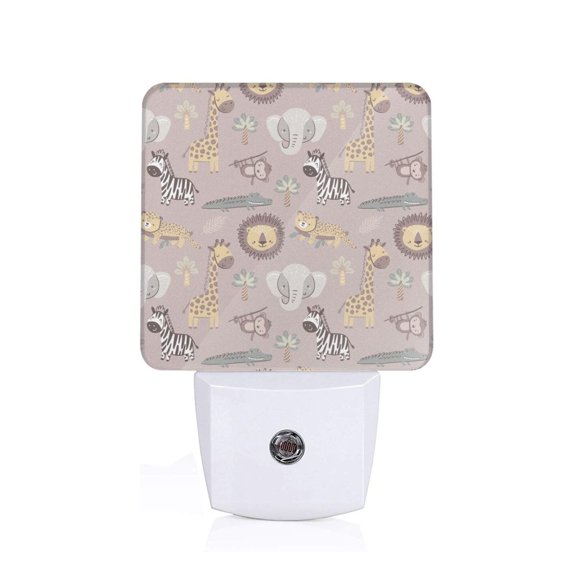 Honeii Safari Animals Print LED Night Light with Light Sensor, Night Lights Plug Into Wall,Ideal for Bedrooms and Hallways-US