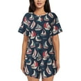 thumbnail image 1 of Honeii Sailboat And Wave for Women's Summer Pajama Set featuring Soft Short Sleeve Shirt & Matching Bottoms with Convenient Pockets for Relaxed Home Wear-XX-Large, 1 of 6