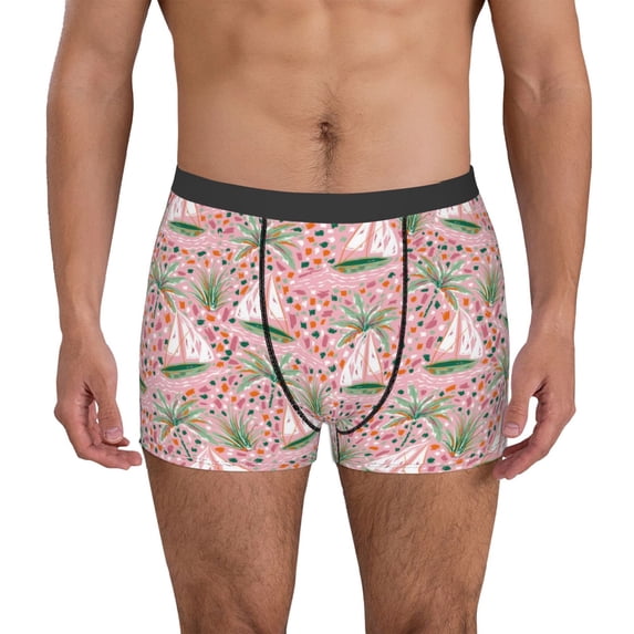 Honeii Sailboats And Palm Tree Men's Underwear Boxer Briefs Pack, ComfortSoft Boxer Brief for Men, Moisture-Wicking Breathable-XX-Large