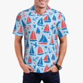 thumbnail image 1 of Honeii Sailboats On A Waves print Polo Shirt, a classic short-sleeved, button-down golf shirt designed for men3X-Large, 1 of 6