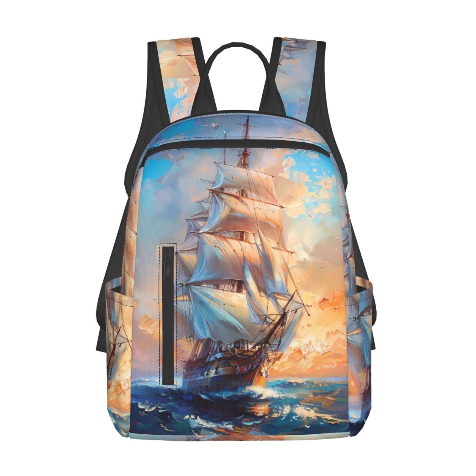 Honeii Sailing Ship Ocean Sunset Print Lightweight Backpacks,Carry on ...