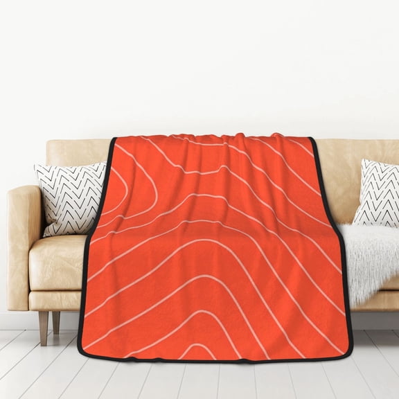 Honeii Salmon Fish Meat for Throw Blanket for Couch - Thick Blanket, Soft Fuzzy Plush Throw Blanket for All Seasons, Double Sided Blanket,50x60 In