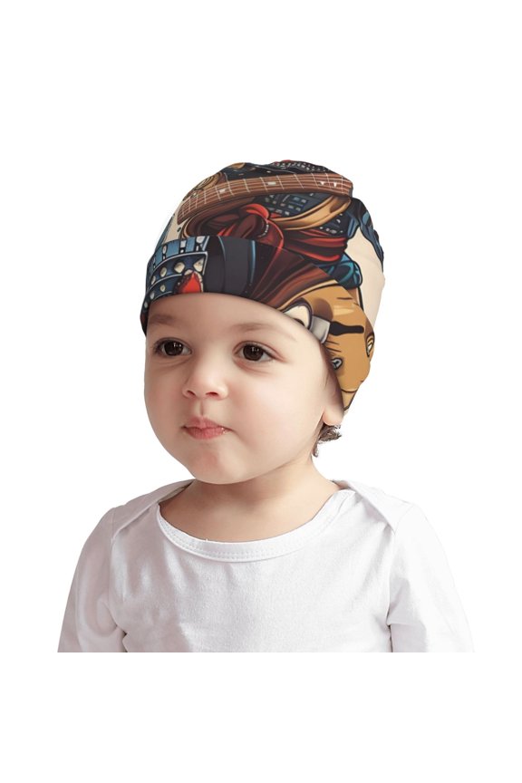 Samurai Frog Guitar or Baby Beanie 0-6 Months 6-12-24 Months Kids Winter Hat,Toddler Beanies Baby Girl Boy Hat Warm Cap for Baby, Infant, Toddler-