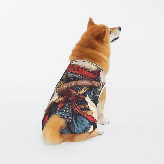Honeii Samurai Frog Guitar Pattern 100% Cotton Dog Clothes Dog Costumes Doggie Shirts Puppy Shirt Pet Vest Tank Top Cat Tee-