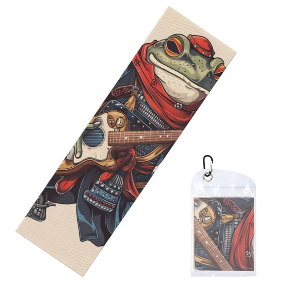 Honeii Samurai Frog Guitar Print Instant Cooling Sports Towel,40"x12" Cooling Towel,Quick-Drying Towel for Gym, Running, Yoga, and Outdoor Sports