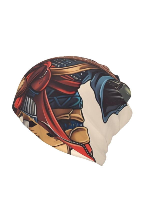 Samurai Frog Guitar Print Winter Beanie Daily Hat - Thermal Polar Fleece Ski Running Hat Skull Cap for Men and Women,Beanie