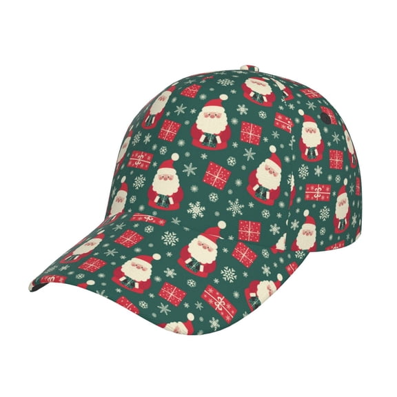Honeii Santa Claus Print Hat, Women's Baseball Hat Unisex Fit, Baseball Cap,Adjustable One Size