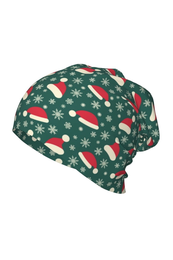 Santa Hat Joy Green Festive Print Kids Knit Beanie Watch Hat ,Knit Cap for Boys and Girls