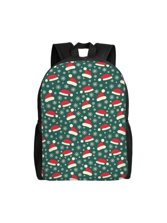 Santa Hat Joy Green Festive Print Laptop Backpack for Work, College, Travel, Daily Backpacks for Men Women, Sport Rucksack,Computer Bag