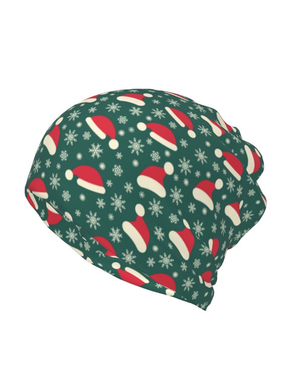 Santa Hat Joy Green Festive Print Winter Beanie Daily Hat - Thermal Polar Fleece Ski Running Hat Skull Cap for Men and Women,Beanie