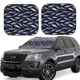 thumbnail image 1 of Honeii Sardine Print Foldable Car Sun Shade for Windshield, 2-Piece UV Protection Shade, Protects Car Interior, Ideal for Cars, Trucks, SUVs-Medium, 1 of 6