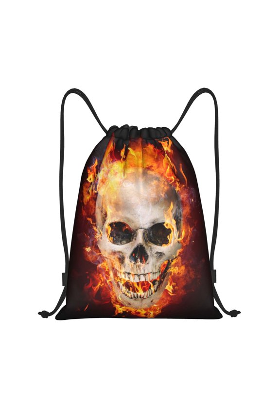 Satanic Skull Print Drawstring Backpack,Drawstring Bags String Backpack Gym Cinch Sack Backpack Sport Bag Draw-Small