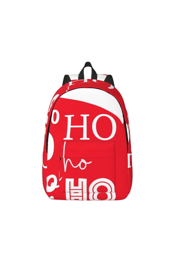 Saying Ho Ho Ho Print Canvas College Laptop Backpack, Durable Rucksack Travel Notebook Bag School Backpack Book Bag for Men Women-Small
