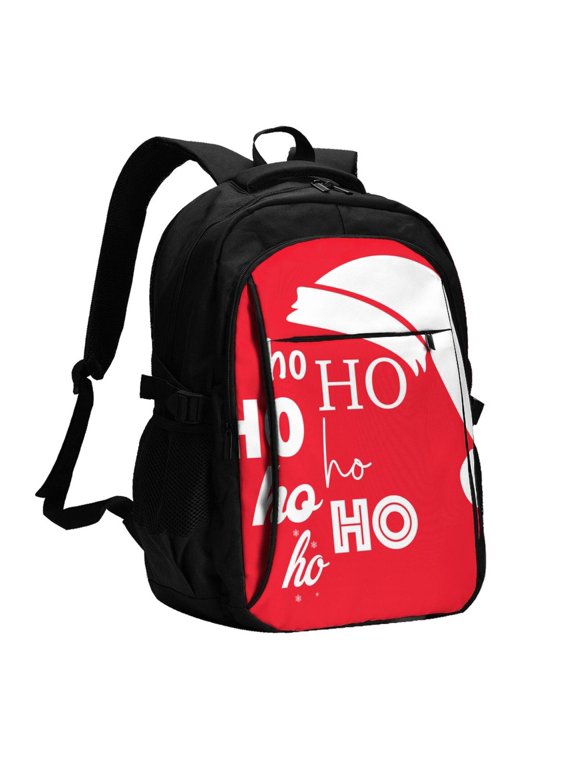 Saying Ho Ho Ho for Travel Laptop Backpack, Business Laptops Backpack with USB Charging Port, College High School Computer Bag for Men Women