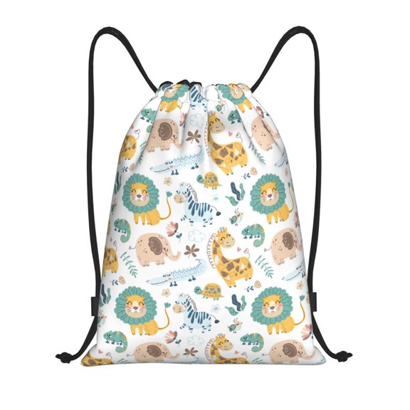 Honeii Scandinavian Africa Print Drawstring Backpack,Drawstring Bags String Backpack Gym Cinch Sack Backpack Sport Bag Draw-Small