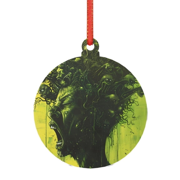 Honeii Screaming Horror Art Print Christmas Tree Acrylic Ornament | Christmas Decoration, Living Room Bedroom Garden Seasonal Decor for Christmas Tree-Round Shape