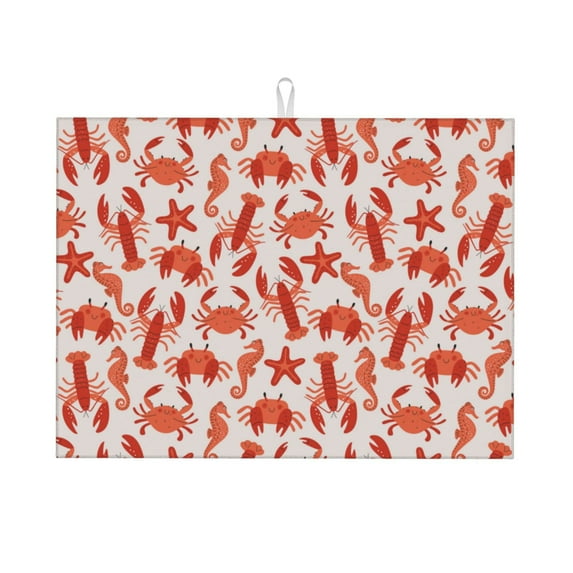 Honeii Sea Creatures Print Kitchen Drying Mat Coffee Bar Mat Hide Stain Coffee Maker Mat for Countertops Coffee Pot Dish Drying Mat