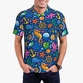 thumbnail image 1 of Honeii Sea Fish print Polo Shirt, a classic short-sleeved, button-down golf shirt designed for menSmall, 1 of 6