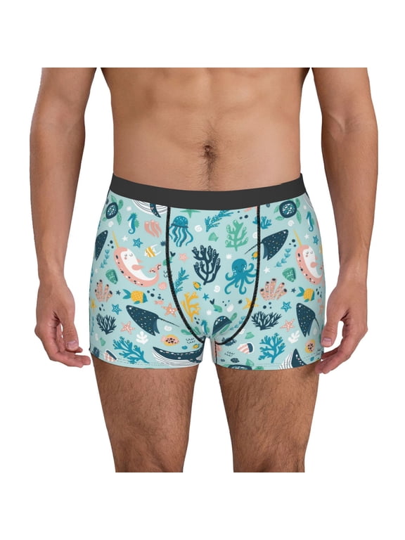 Sea Life Men's Underwear Boxer Briefs Pack, ComfortSoft Boxer Brief for Men, Moisture-Wicking Breathable-Small