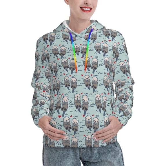Honeii Sea Otter Pattern Womens Oversized Hoodies Long Sleeve Sweatshirts Pullover Fall Outfits with Pocket-Large