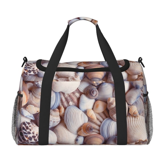 Honeii Sea Shells Print Gym Bag,Carry on Weekender Overnight Bag, Travel Duffel Bags, Personal Item Travel Bag,Tote Bag,Workout Dance Bag