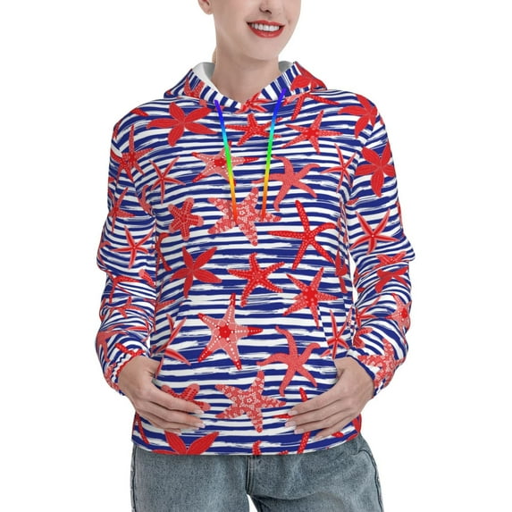 Honeii Sea Stars Pattern Womens Oversized Hoodies Long Sleeve Sweatshirts Pullover Fall Outfits with Pocket-XX-Large