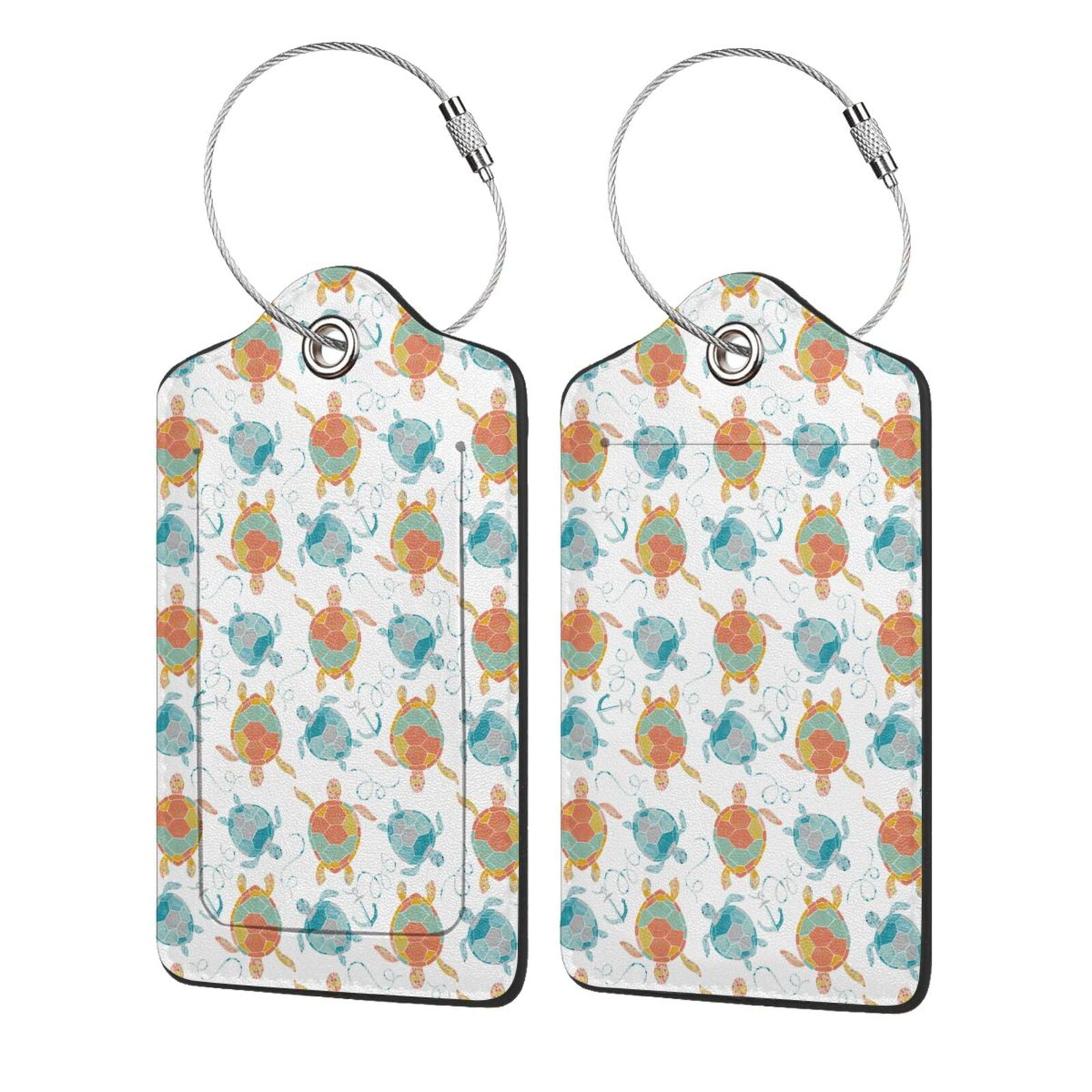 Honeii Sea Turtle Print Leather Luggage Tag for Suitcases,ID Tags,Bag ...