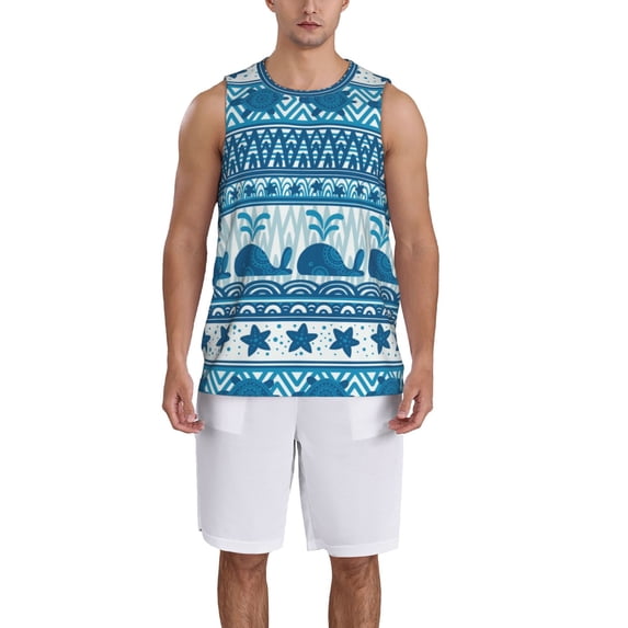 Honeii Sea Underwater Animals print basktball shirt for men and women, Unisex basketball jersey for Theme party-Small