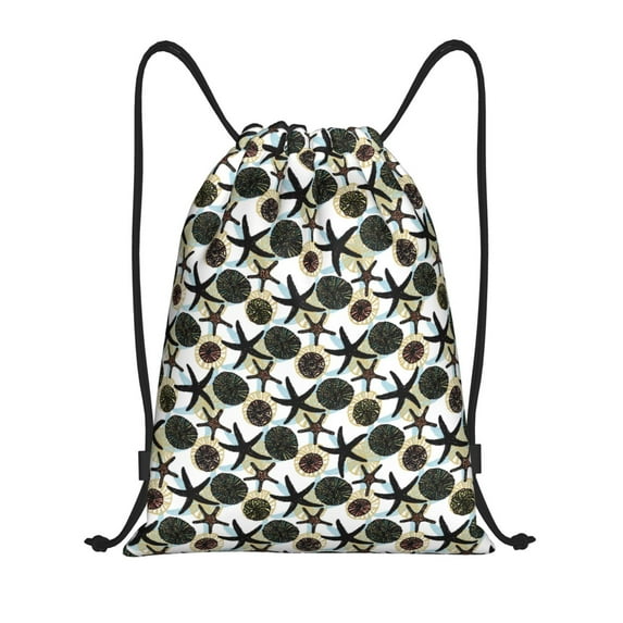 Honeii Sea Urchin Print Drawstring Backpack,Drawstring Bags String Backpack Gym Cinch Sack Backpack Sport Bag Draw-Medium