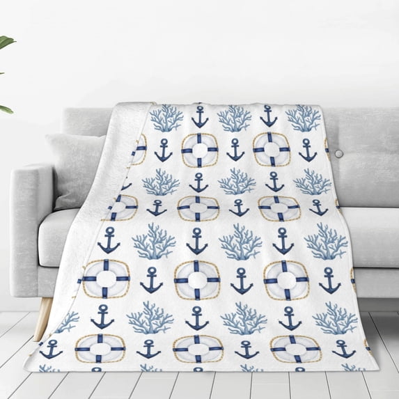 Honeii Sea Vacations Print Fleece Blanket - Throw Blanket for Bed, Sofa, Couch, Camping, and Travel , Microplush Ultra Soft Warm Blanket-80"x60"