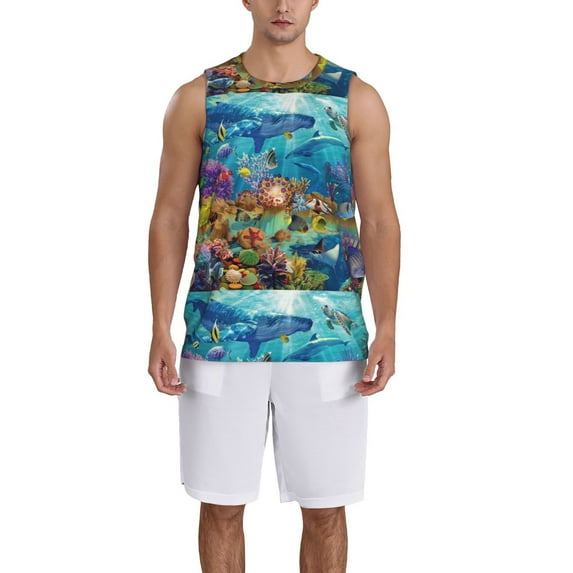Honeii Sea World print basktball shirt for men and women, Unisex basketball jersey for Theme party-X-Large