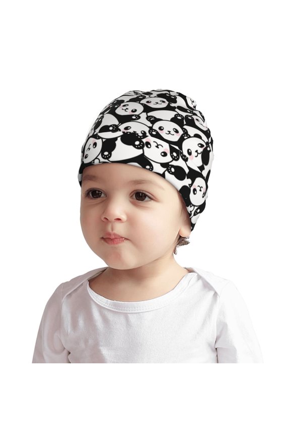 Seamless Pattern Cute Panda or Baby Beanie 0-6 Months 6-12-24 Months Kids Winter Hat,Toddler Beanies Baby Girl Boy Hat Warm Cap for Baby, Infant, Toddler-Large