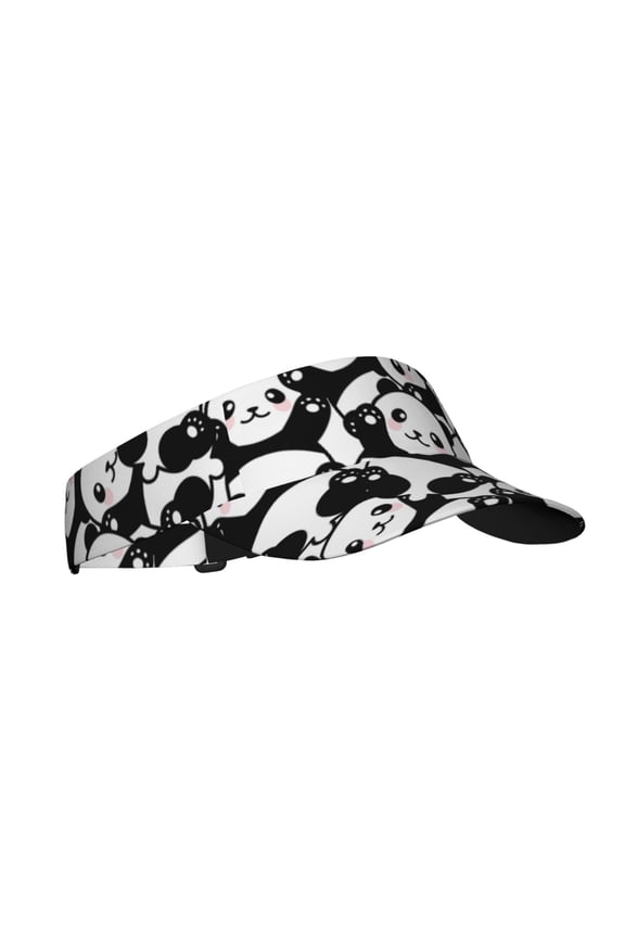 Seamless Pattern Cute Panda Print Adult Sunscreen Visor Cap, Adjustable Sun Protection Hat,Sun Visor Hats,UV Protection Outdoor Sports Golf Running Sun Caps
