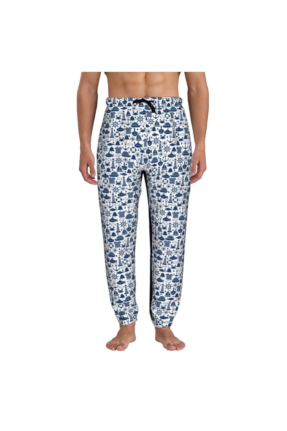 Seaside Primary Color Print Mens Jogger Sweatpants, Men's Lounge Pants with Pockets-X-Large