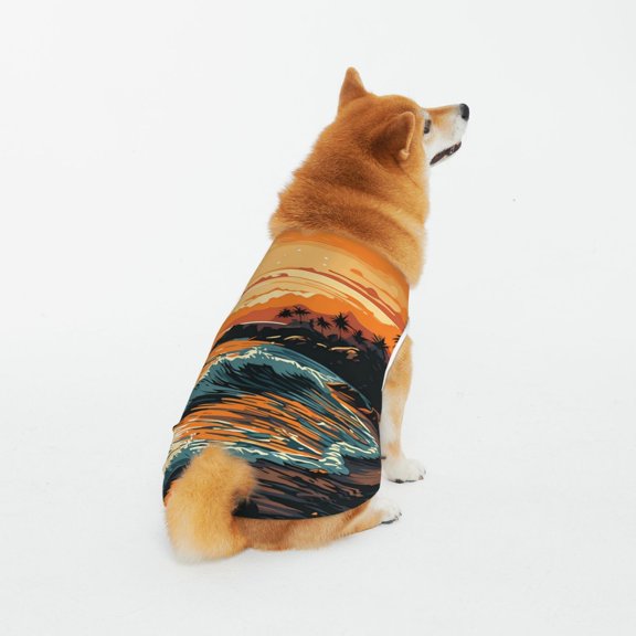 Honeii Serene Ocean Sunset Pattern 100% Cotton Dog Clothes Dog Costumes Doggie Shirts Puppy Shirt Pet Vest Tank Top Cat Tee-4X-Large