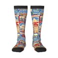 thumbnail image 1 of Honeii Set Of Travel Vintage Print Long Socks,Novelty Design Socks Gift for Men and Women,Crew Socks,Calf Socks, 1 of 6