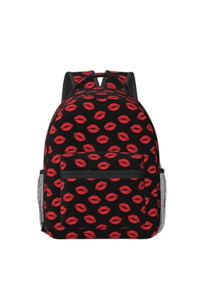 Sexy Red Lips Kiss Print Backpack for School,15.6 inch Laptop Back Pack for High School and College Students, Waterproof Computer Bookbag-One Size