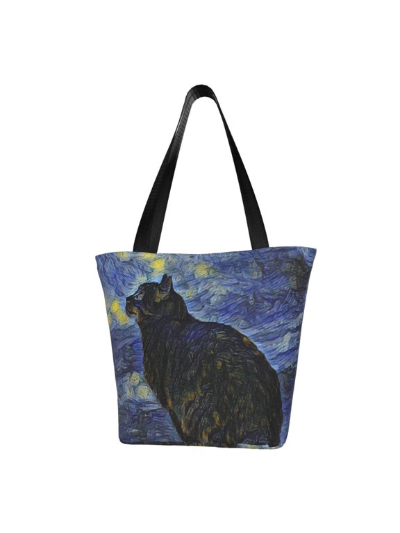 Shambhala Cat In Van Gogh Impressionist Print Women Top Handle Satchel Handbags,Fashion Handbag,Messenger Tote Bag Purse for Women,Shoulder Bag Handbag for Travel, Work