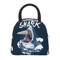 thumbnail image 1 of Honeii Shark Print Insulated Lunch Bag Women Reusable Lunch Box with Pocket for Work Picnic Travel -One Size, 1 of 6