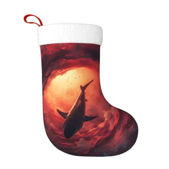 Honeii Shark Underwater Vortex for Christmas Stocking,Large Xmas Stocking,Holiday and Family Stocking for Fireplace Christmas Holiday Party Decoration