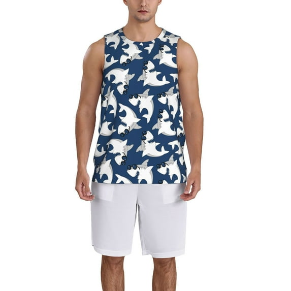Honeii Shark print basktball shirt for men and women, Unisex basketball jersey for Theme party-XX-Large