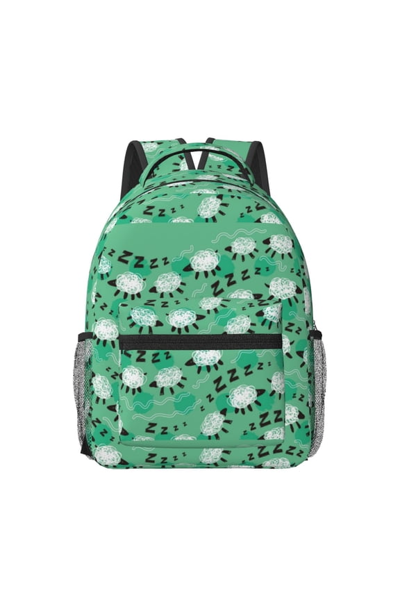 Sheep Zzz Print Backpack for School,15.6 inch Laptop Back Pack for High School and College Students, Waterproof Computer Bookbag-One Size