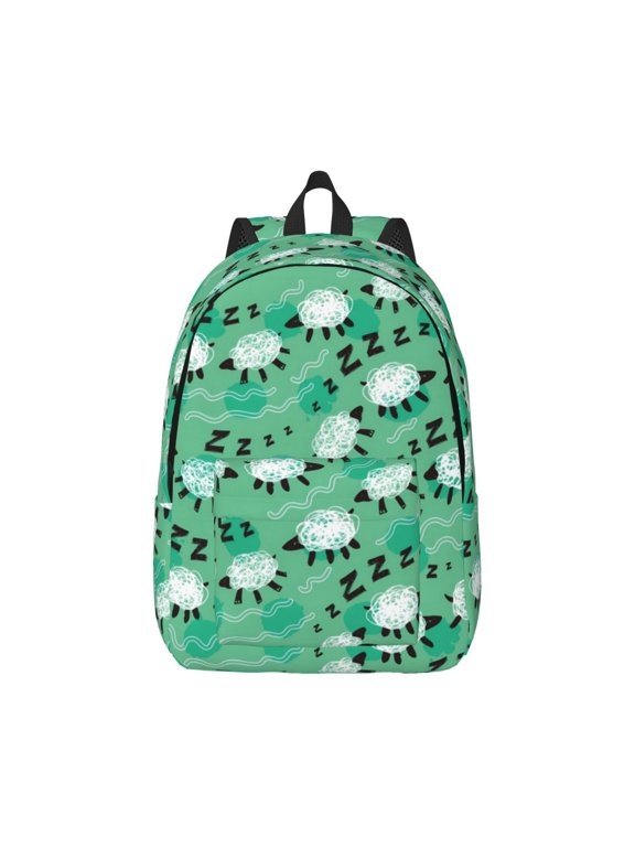 Sheep Zzz Print Canvas College Laptop Backpack, Durable Rucksack Travel Notebook Bag School Backpack Book Bag for Men Women-Small