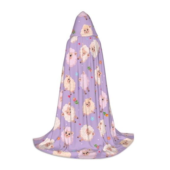 Honeii Sheeps Print Poncho Cape, Cloak Coat, Snuggly Hooded Wearable Blanket, Hooded Cape For Teenagers,Halloween Costumes-Large
